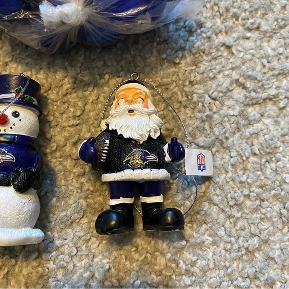 Baltimore Ravens Christmas Ornament Bundle Lot Santa Gnome Snowman Balls Blue - Picture 3 of 8